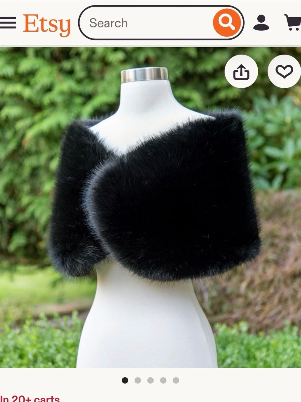 2 Black Faux Fur Wrap Shawl